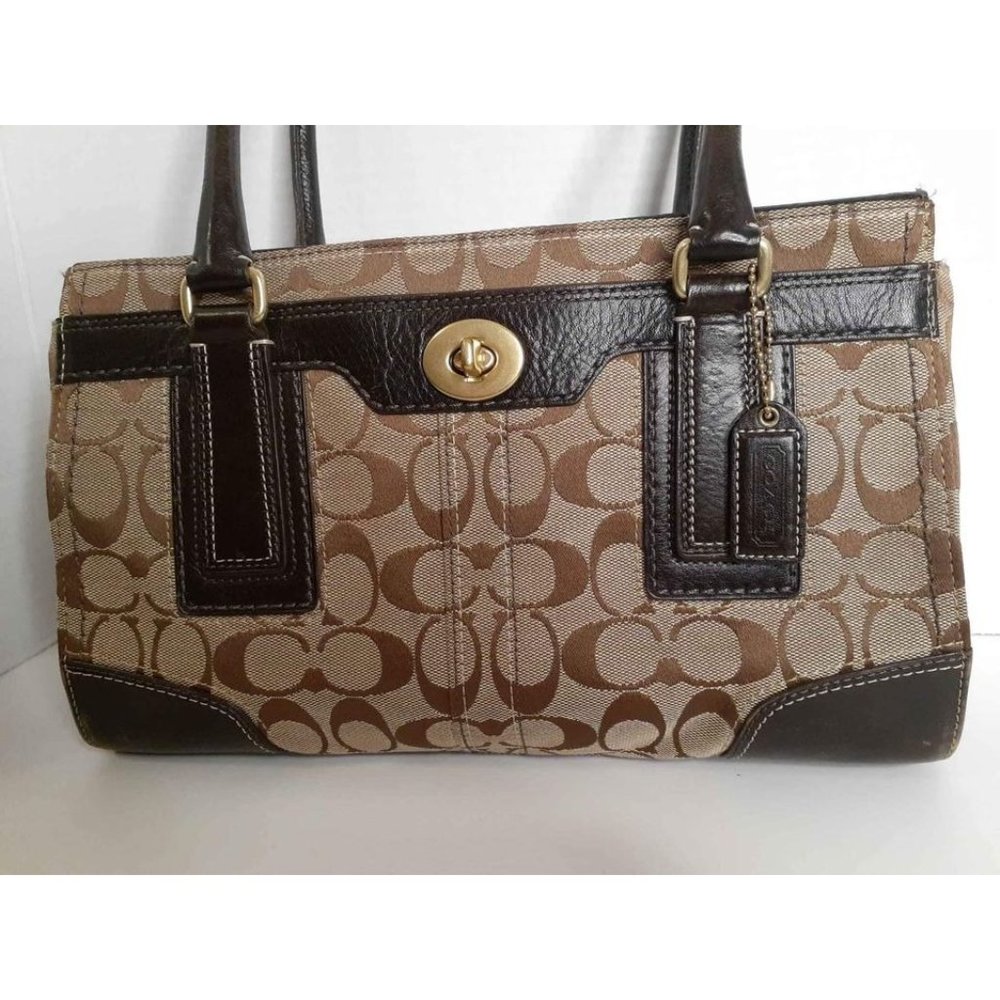 COACH Hampton Signature Brown/Tan Large Carryall Purse 11062 HARD TO FIND!!